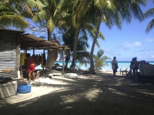 Das Copracamp von Marcello und Adrienne auf Mopelia Französisch Polynesien