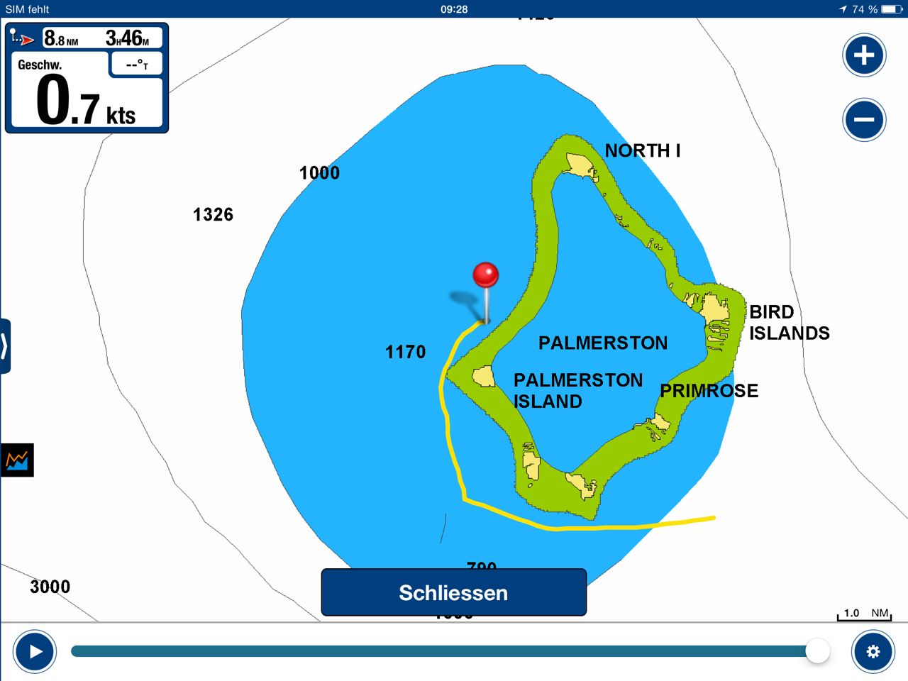 Die Seekarte von Palmerston ist für die Crew der hapa na sasa komplett unbrauchbar.