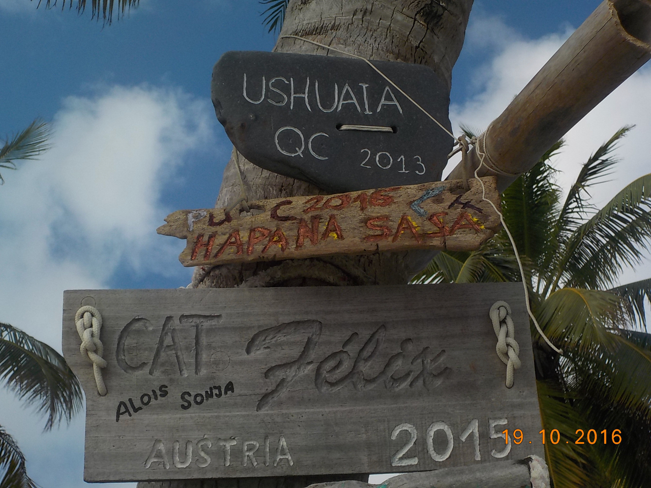 Das Bootsschild der hapa na sasa auf Cocos Keeling